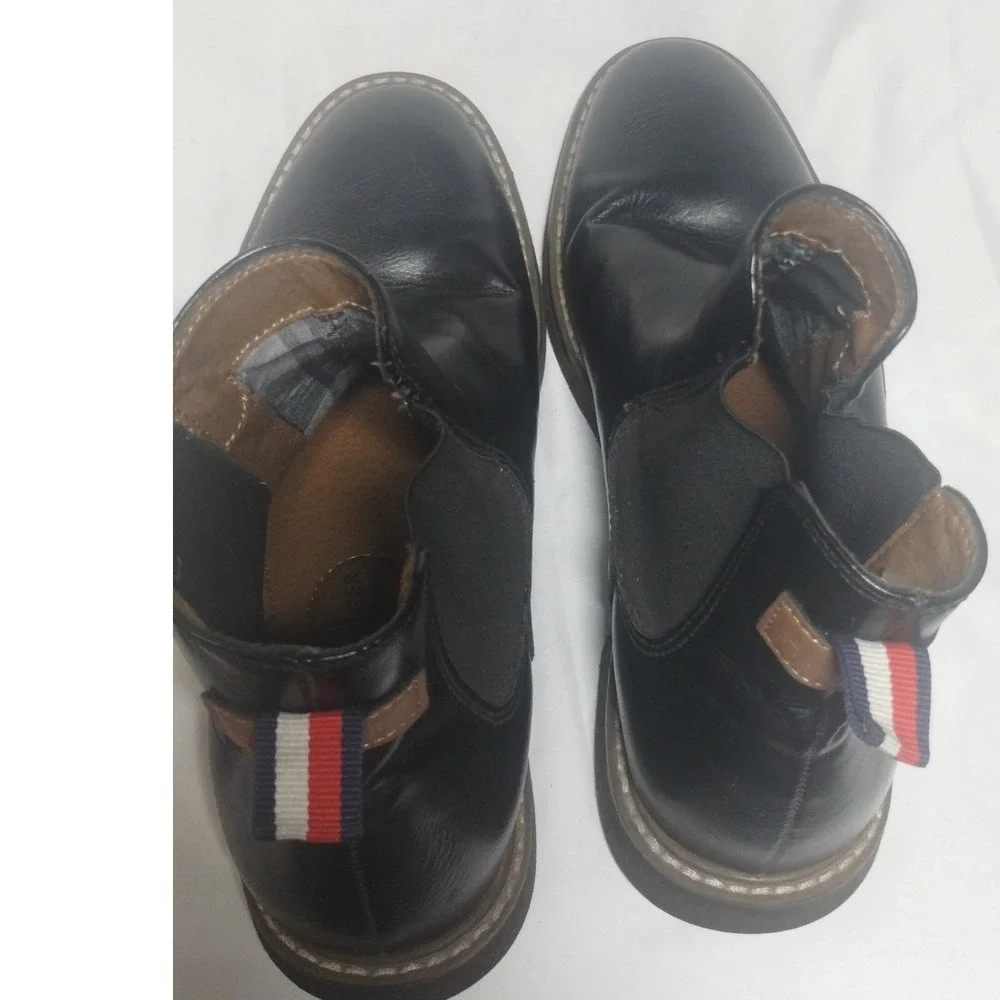 Tommy Hilfiger Mens Black Leather Chelsea Boots Round Toe Pull On 1120